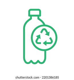 Recycle Plastic Logo Icon, Arrows Pet Bottle Shape Recycling Sign, Reusable Ecological Preservation Concept, Isolated On White Background, Vector Illustration