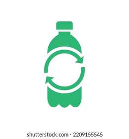 Recycle plastic logo icon, Arrows pet bottle shape recycling sign, Reusable ecological preservation concept, Pictogram flat design, Isolated on white background, Vector illustration