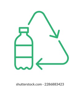 Recycle plastic logo icon, Arrows pet bottle shape recycling sign, Reusable ecological preservation concept, Isolated on white background, Vector illustration