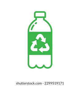 Recycle plastic logo icon, Arrows pet bottle shape recycling sign, Reusable ecological preservation concept, Isolated on white background, Vector illustration