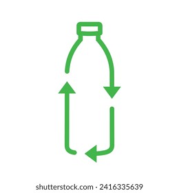 Recycle plastic logo icon, Arrows pet bottle shape recycling sign