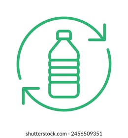 Recycle plastic logo icon, Arrows pet bottle shape recycling sign, Reusable ecological preservation concept, Pictogram flat design, Isolated on white background, Vector illustration