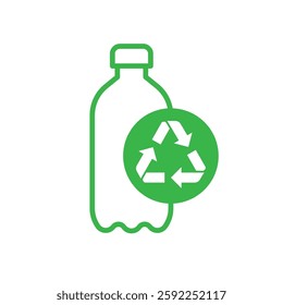 Recycle plastic logo icon, Arrows pet bottle shape recycling sign, Reusable ecological preservation concept, Isolated on white background, Vector illustration