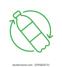 Recycle plastic logo icon, Arrows pet bottle shape recycling sign, Reusable ecological preservation concept, Pictogram flat design, Isolated on white background, Vector illustration