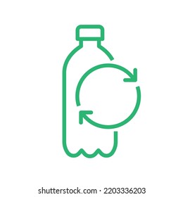 Recycle plastic logo icon, Pet bottle with arrows recycling sign, Reusable ecological preservation concept, Isolated on white background, Vector illustration svg