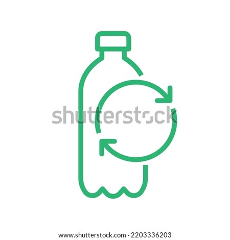 Recycle plastic logo icon, Pet bottle with arrows recycling sign, Reusable ecological preservation concept, Isolated on white background, Vector illustration