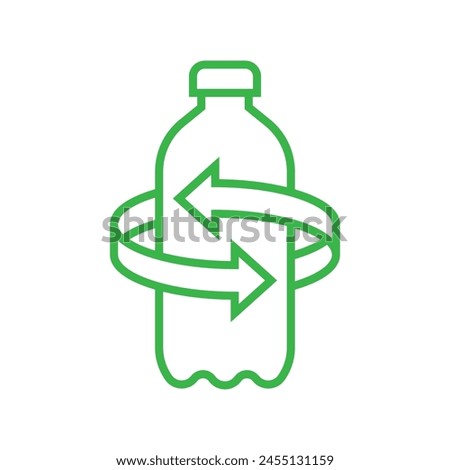 Recycle plastic logo icon, Pet bottle with arrows recycling sign, Reusable ecological preservation concept, Isolated on white background, Vector illustration
