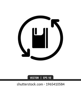 Recycle Plastic Silhouette icon vector, illustration logo template in trendy style. Suitable for many purposes.