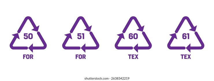 Recycle plastic symbol. Plastic recycle icons. Icon of pp, pet, hdpe, ldpe and pvc. Triangle logo for safety and ecology. Black icons isolated on white background. Vector. 