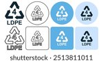 recycle plastic symbol low, density, polyethylene, LDPE, Recycling Sign icon symbol ui and ux design, glyphs and stroke line