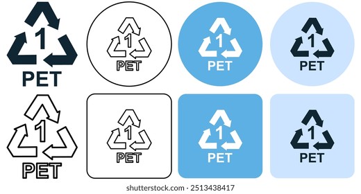 reciclar símbolo plástico Polyethylene terephthalate PETE ou PET, Reciclagem ícone símbolo ui e ux design, glifos e linha de traçado