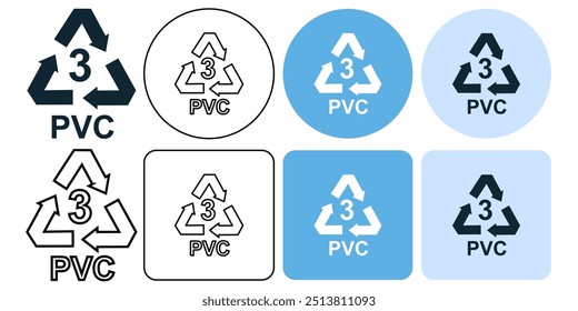 reciclar el símbolo de plástico, cloruro de polivinilo, PVC, reciclaje, símbolo de símbolo de signo, diseño de ui y ux, glifos y línea de trazo