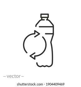 recycle plastic trashused icon, reuse bottle, recycle waste, save green ecology environment, thin line symbol on white background - editable stroke vector illustration eps10