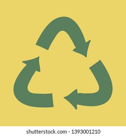 Recycle plastic vector concept illustration with green arrows - logo in cartoon style