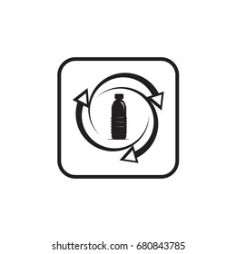 recycle plastic within a square, icon design, isolated on white background.