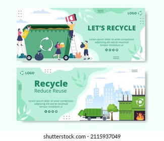 Recycle Process with Trash Banner Template Flat Illustration Editable of Square Background Suitable for Social media or Web Internet Ads