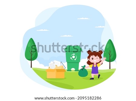 Recycle Process with Trash Organic, Paper or Plastic to Protect the Ecology Environment Suitable For Banner, Background, And Web in Flat Illustration