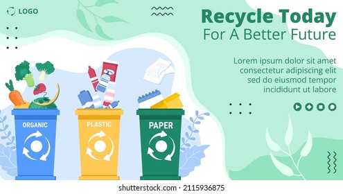 Recycle Process with Trash Post Template Flat Illustration Editable of Square Background Suitable for Social media or Web Internet Ads