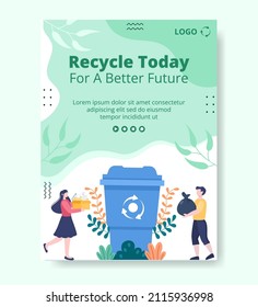 Recycle Process with Trash Poster Template Flat Illustration Editable of Square Background Suitable for Social media or Web Internet Ads