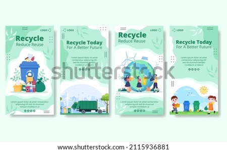 Recycle Process with Trash Stories Template Flat Illustration Editable of Square Background Suitable for Social media or Web Internet Ads