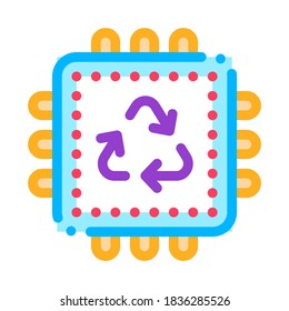 Recycle Processor Icon Vector. Outline Recycle Processor Sign. Isolated Contour Symbol Illustration