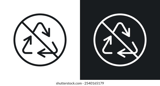 Recycle prohibition sign in black and white colors.