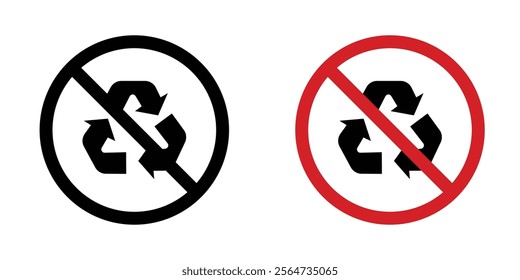 Recycle prohibition sign vectors in flat syle