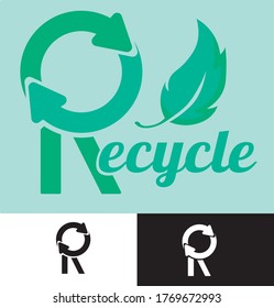 Recycle R Letter Logo Editable Vector