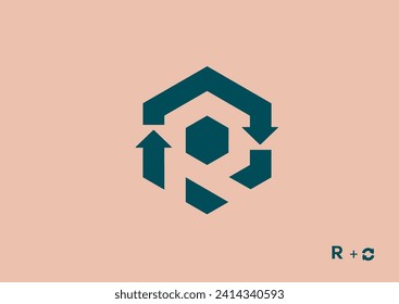 Recycle r logo t logo Ar row Circle Icon, T logo recycle, T letter logo with arrows. r letter recyclevector icon illustration