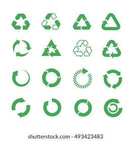 Recycle, raw materials vector icons set. Eco cycle nature illustration