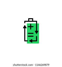 recycle rechargeable battery logo icon vector line outline monoline color fill style