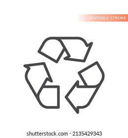 Icono de vector de línea reciclada. Símbolo de esquema de embalaje reciclable.