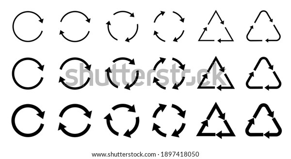 Recycle Recycling Recycling Icons Set Gray Stock Vector Royalty Free