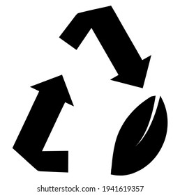 Recycle, recycling, recyclable, reusable, saving and care for ecology and green environment, symbol, sign, vector, illustration in black and white color