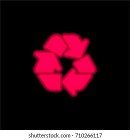 Recycle red glowing neon ui ux icon. Glowing sign logo vector