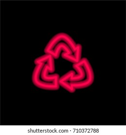 Recycle red glowing neon ui ux icon. Glowing sign logo vector