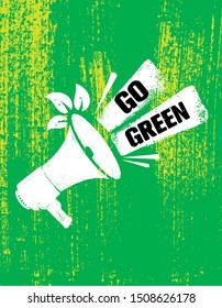 Recycle. Reduce. Reuse. Go Green Eco Event Banner. Organic Rough Illustration On Grunge Textured Background.