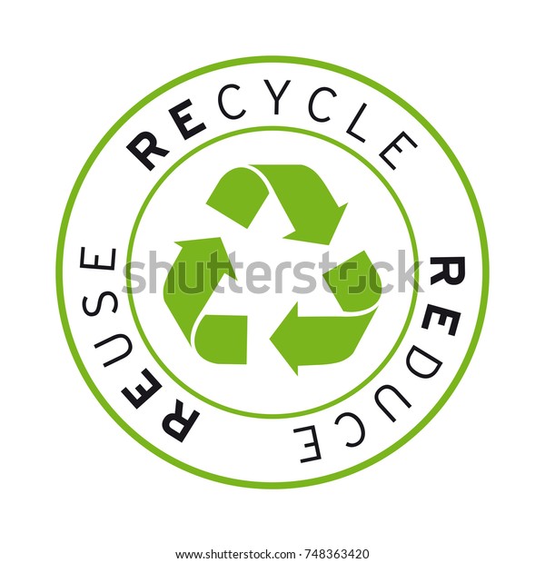 リサイクルリユースの削減ロゴベクター画像ステッカー緑 のベクター画像素材 ロイヤリティフリー