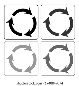 Recycle refresh sync icon vector. Gray scale isolated flat icon.