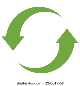 Recycle, refresh, synchronize reuse idea concept symbol icon. Flat style green color vector object, sign element, vector illustration, drawing isolated on white background.