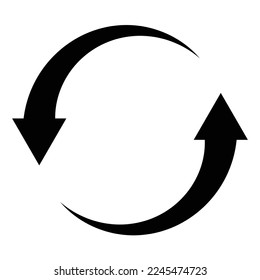 Recycle, refresh, synchronize reuse idea concept symbol icon. Flat style black color vector object, sign element, vector illustration, drawing isolated on white background.