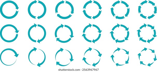 Recycle, repeat, refresh icon. Circle arrow icon set. Circle of arrows.  vector illustration.	