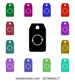 Reciclar, reutilizable, etiquetar icono de estilo multicolor. Glifo simple, vector plano de iconos ecológicos para ui y ux, sitio web o aplicación móvil