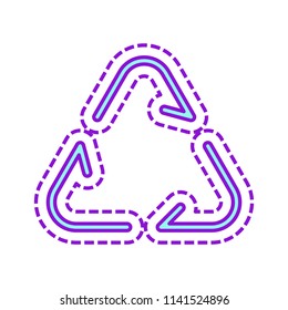 Recycle or reuse icon. Thin arrows, linear style. Colored sketch with dotted border on white background