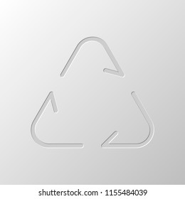 Recycle or reuse icon. Thin arrows, linear style. Paper design. Cutted symbol. Pitted style