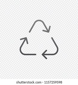 Recycle or reuse icon. Thin arrows, linear style. On grid background