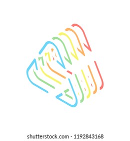 Recycle or reuse icon. Thin arrows, linear style. Stack of colorful isometric icons on white background