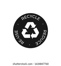 Recycle, reuse, reduce black and white vector icon