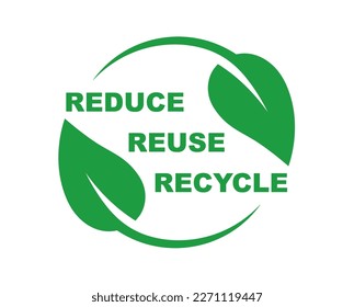 Recycle, reuse and reduce - label. Zero waste symbol. Reuse cycle. Recycling symbol. Environmental protection sign. Ecological symbol.