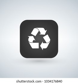 Recycle Reuse or reduce symbol over black app button. vector illustration.